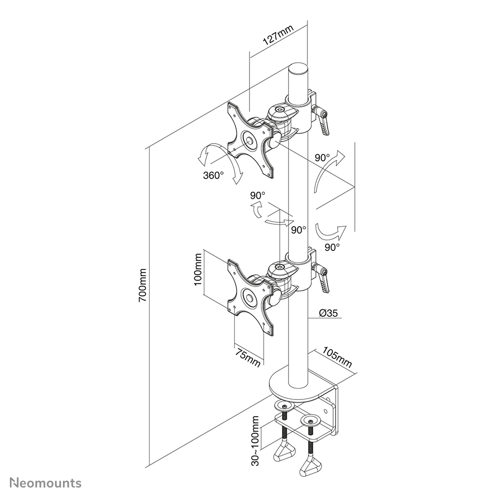 Neomounts FPMA-D700DV Monitorarm 10-27"